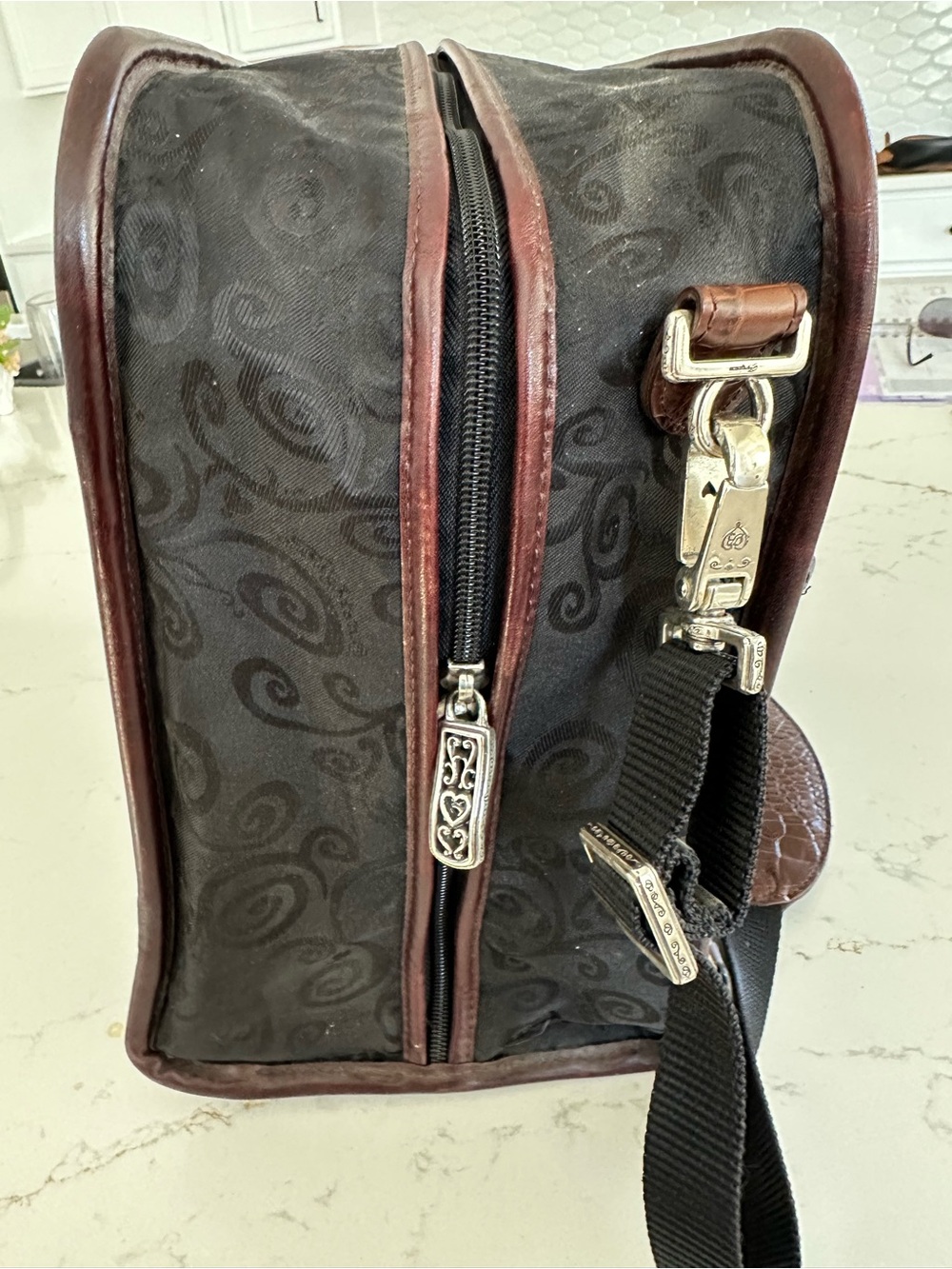 Brighton Brown and black Croc leather Briefcase carry on - Picture 6 of 13